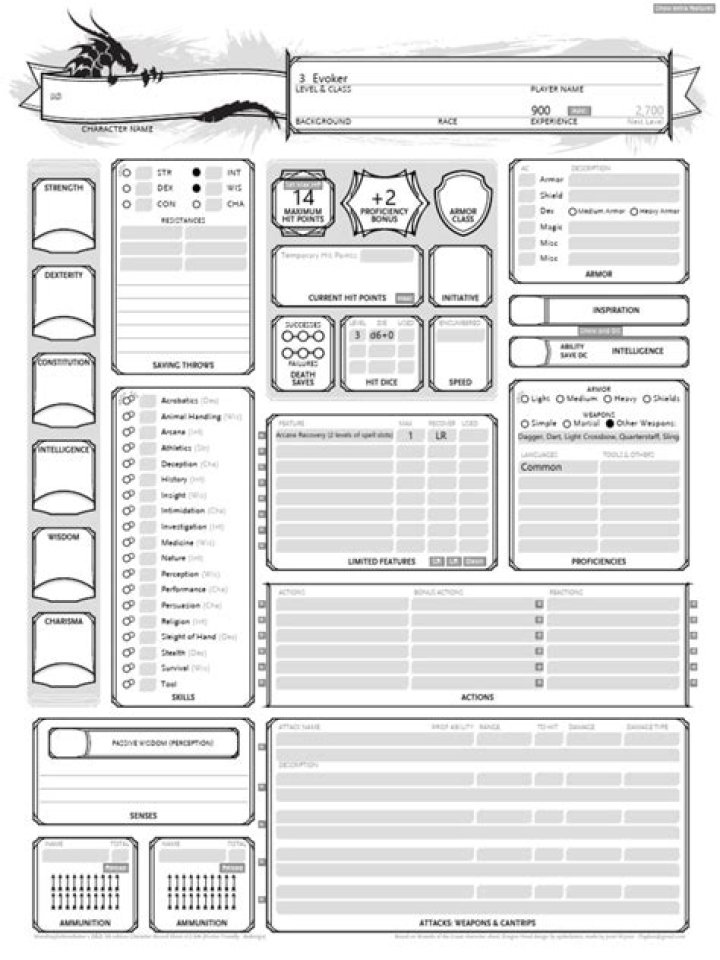 Free DND 5th Edition Character Sheet PDF for Easy Printing