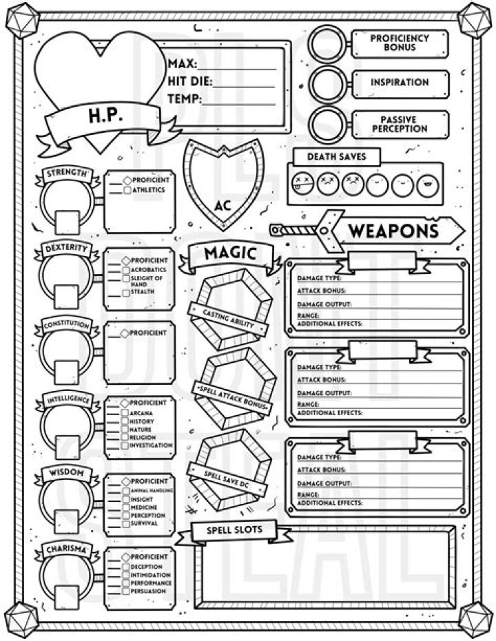 Free DND Character Sheet PDF with Clear Lines for Print & Digital Use