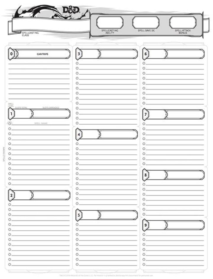 Download Free D&D Character Spell Sheet PDF for Instant Game Prep