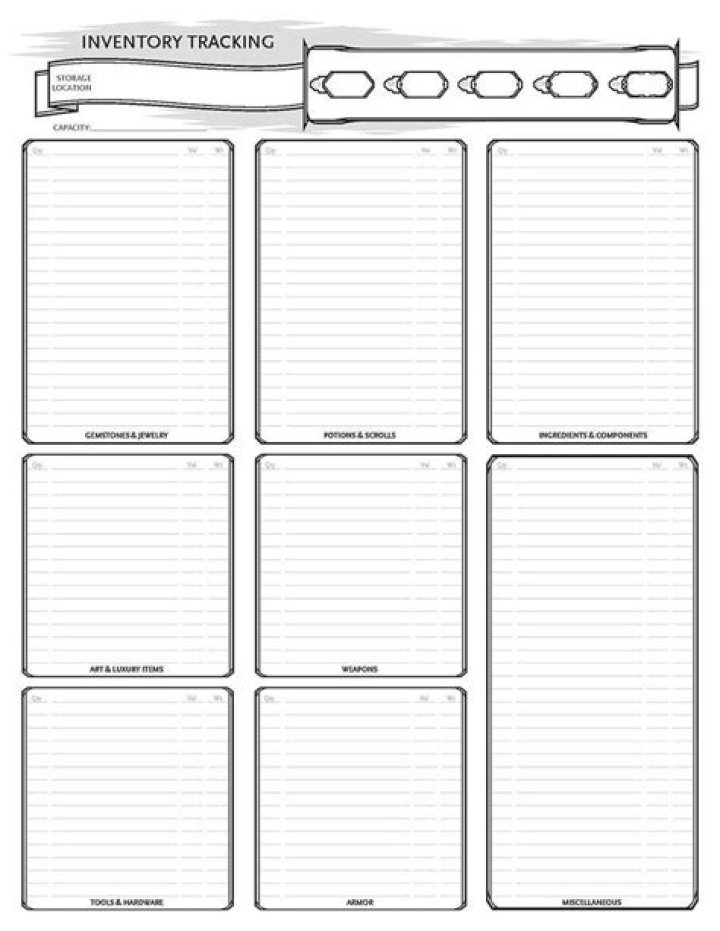 Free DND Inventory Sheet PDF – Easy Printable Guide