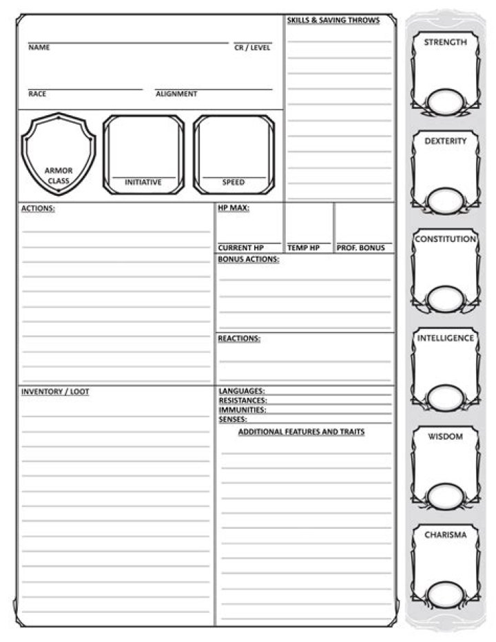 DND Monster Sheet PDF – Free Printable Fantasy Bestiary