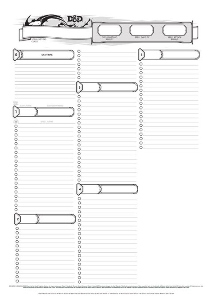 Free DND Spell Sheet PDF – Printable for Tabletop RPG Players