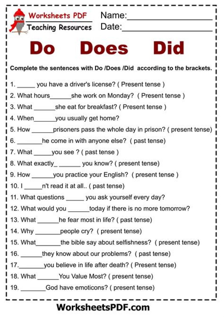 Do, Does, Did: Essential Questions & Answers PDF