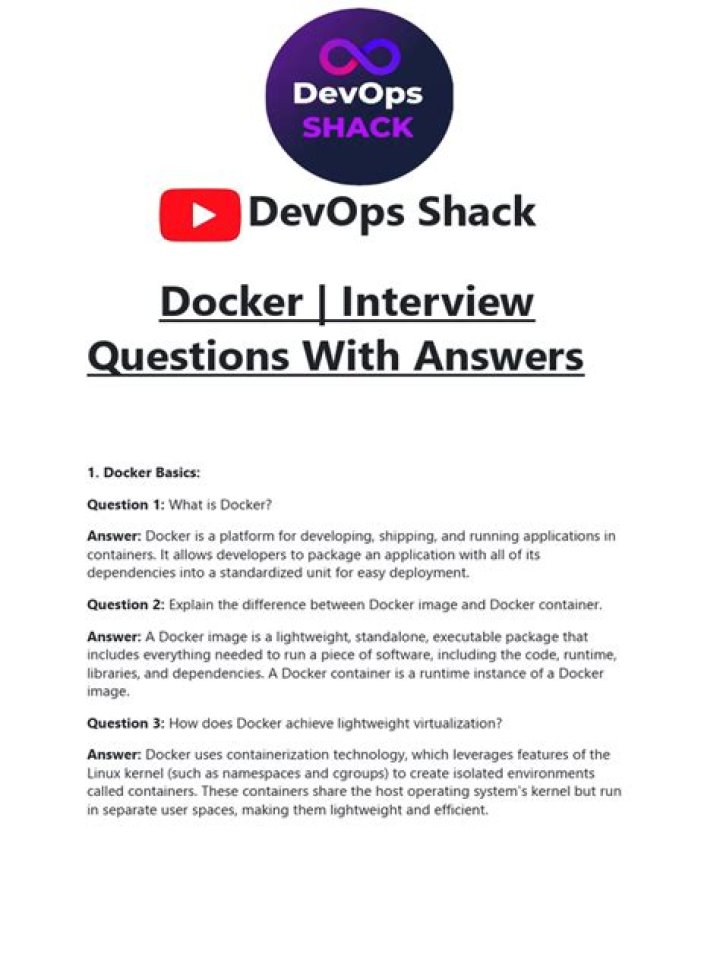 Docker Interview Questions and Answers PDF for 2024