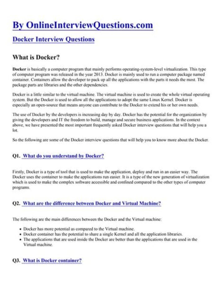 Top Docker Interview Questions PDF for 2025