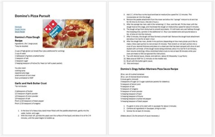 Domino's Ingredients List PDF – Full Recipe Guide