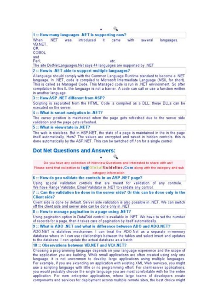 Top .NET Questions and Answers PDF: Expert Guide for Developers