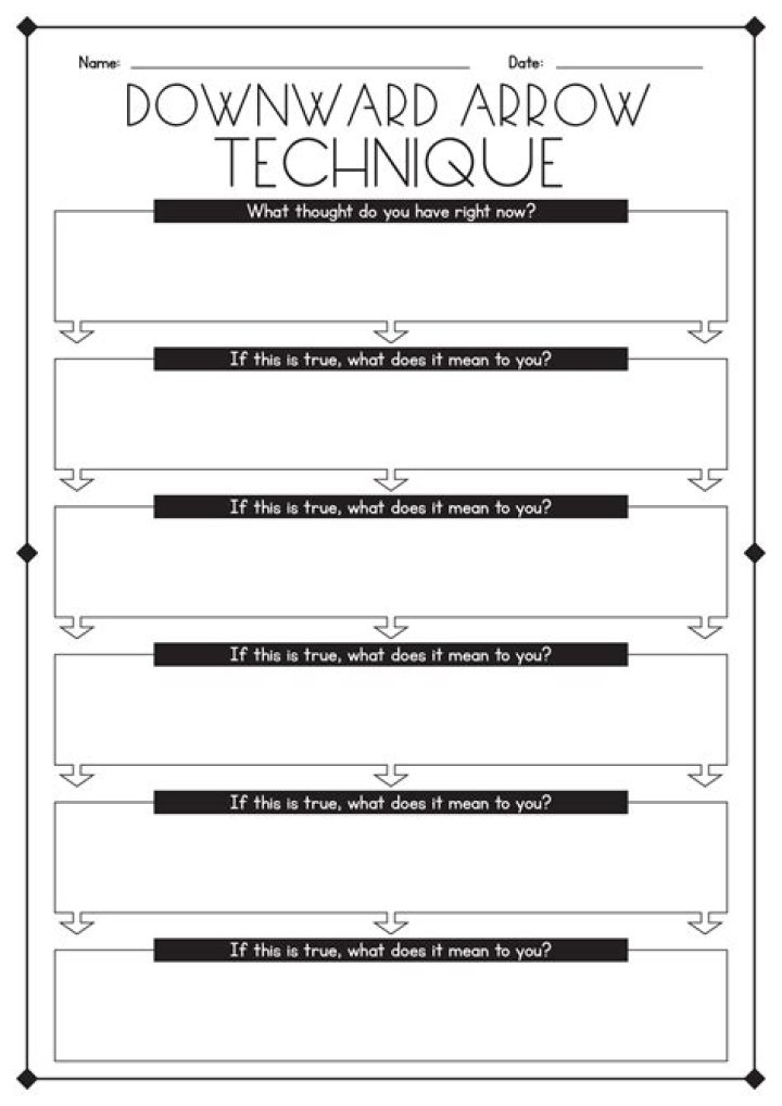 Download Free Downward Arrow Technique Worksheet PDF