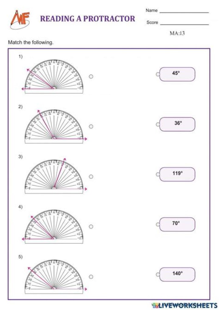 Master Drawing Angles with a Protractor: Free PDF Worksheet
