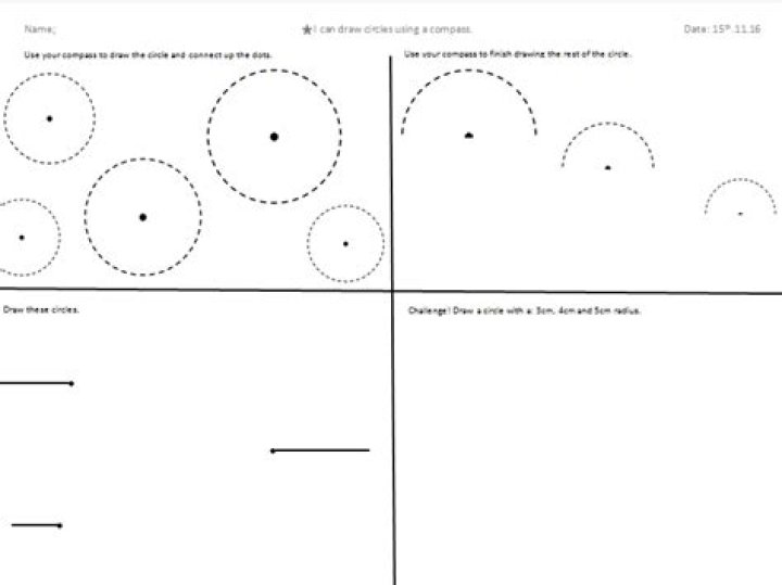 Free Drawing Circles with Compass Worksheets PDF – Printable Practice for Math Students