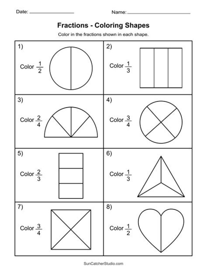 Free Drawing Fractions Worksheets PDF for Easy Learning