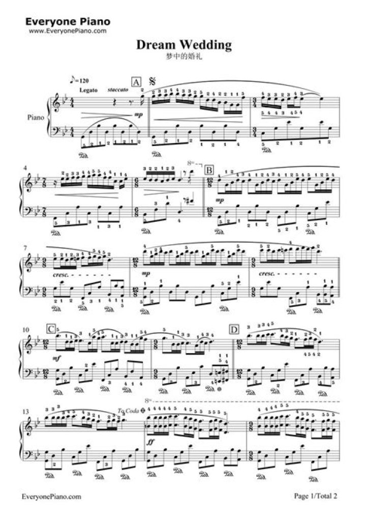 Dream Wedding Piano Sheet Music PDF – Download Free Sheet Music