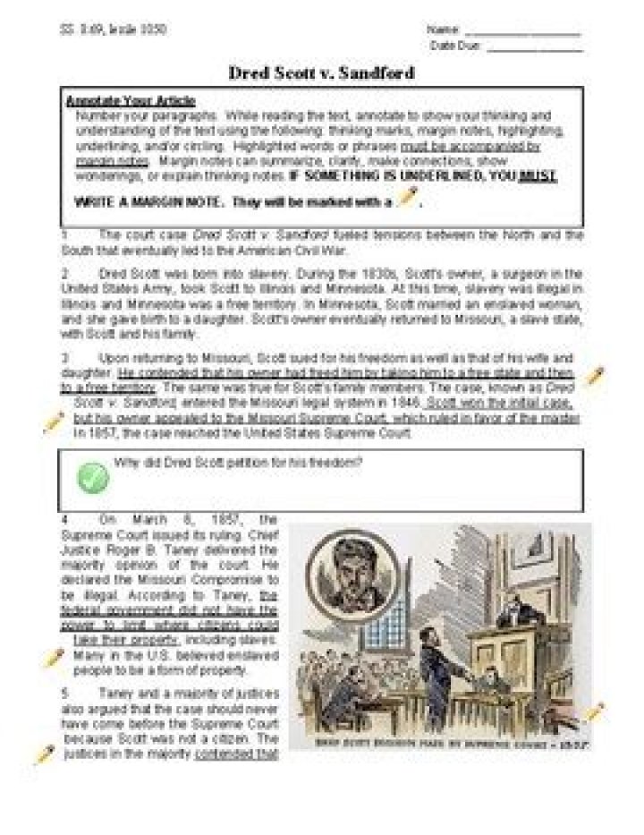 Dred Scott v. Sandford 1857: Full ICIVICS Answer Key PDF