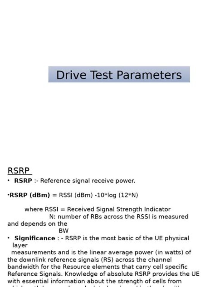 Drive Test Parameters PDF: Essential Guidelines for Accurate Results