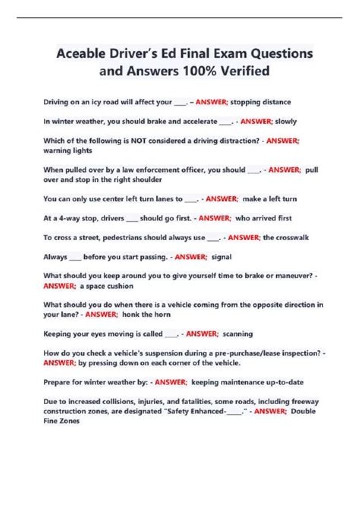 Driver's Ed Final Exam Answer Key PDF: Pass Your Test with Confidence