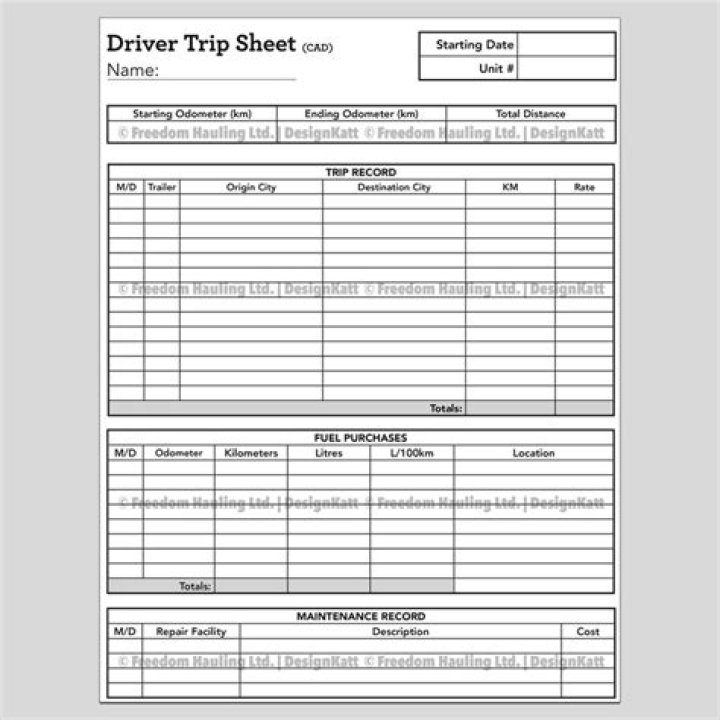 Download Driver Trip Sheet PDF for Easy Tracking
