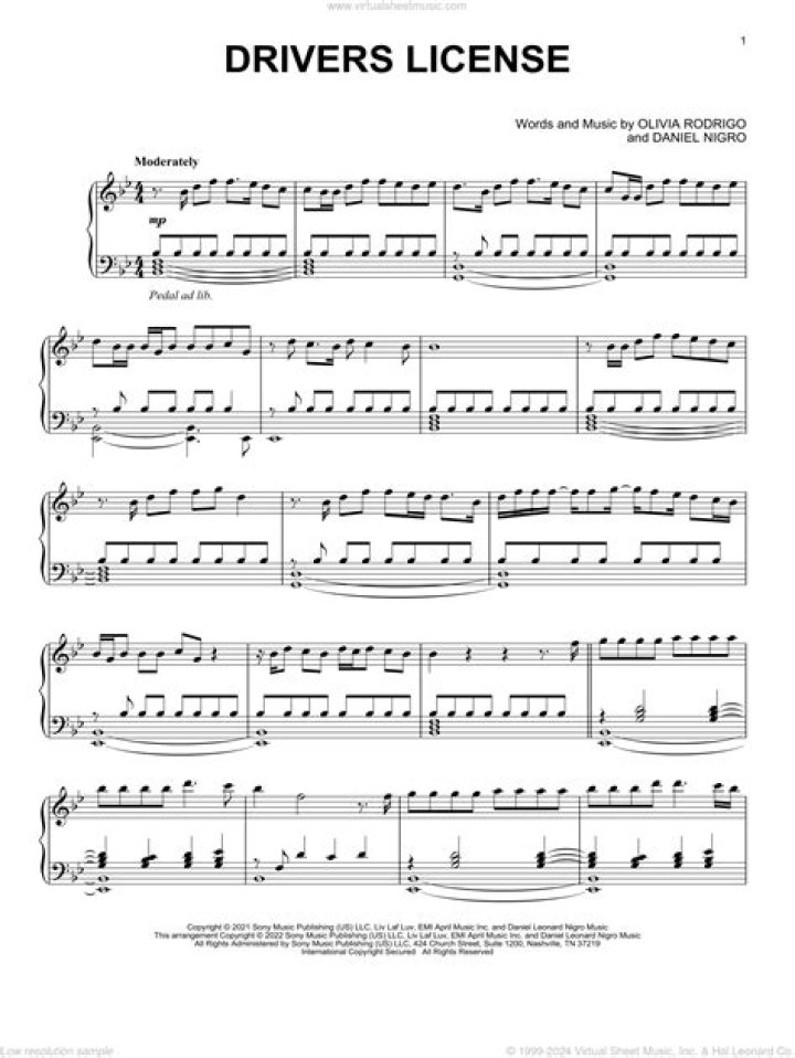 Download Drivers License Sheet Music PDF