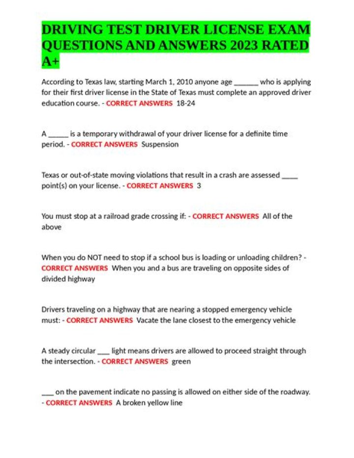 Free PDF Download: Driving License Exam Questions & Answers