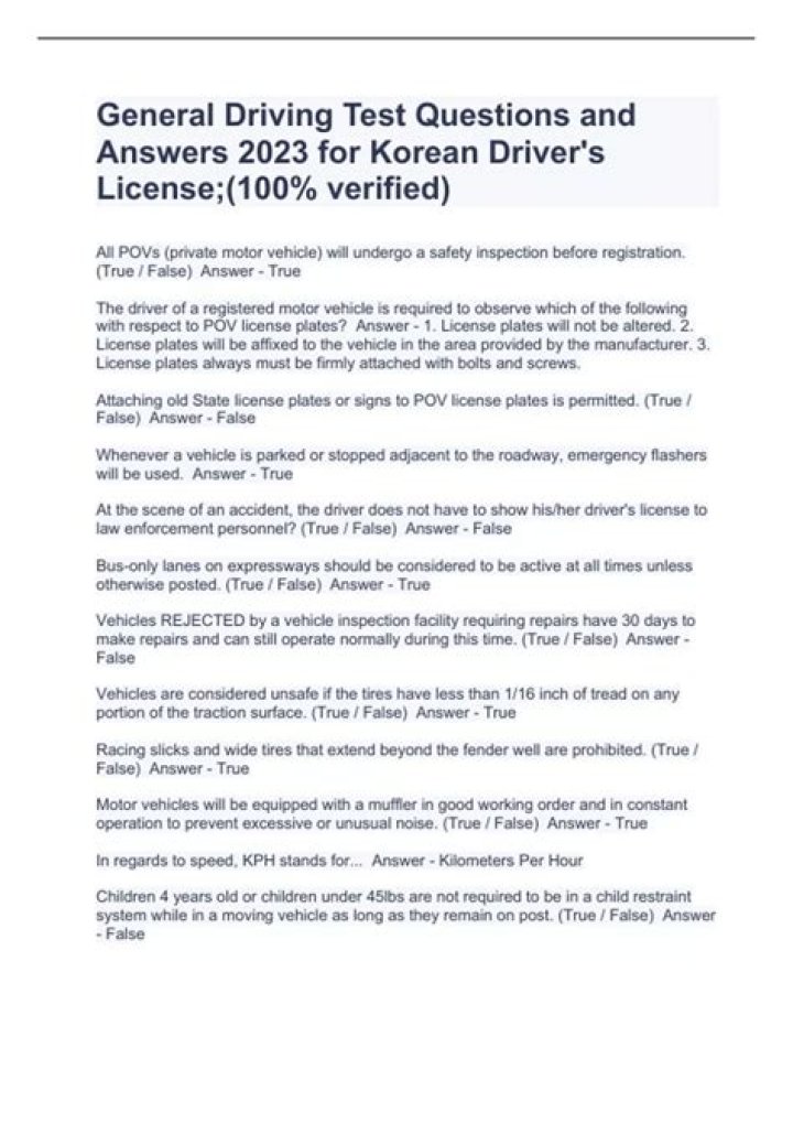 Driving License Exam Questions PDF – Free Practice Test