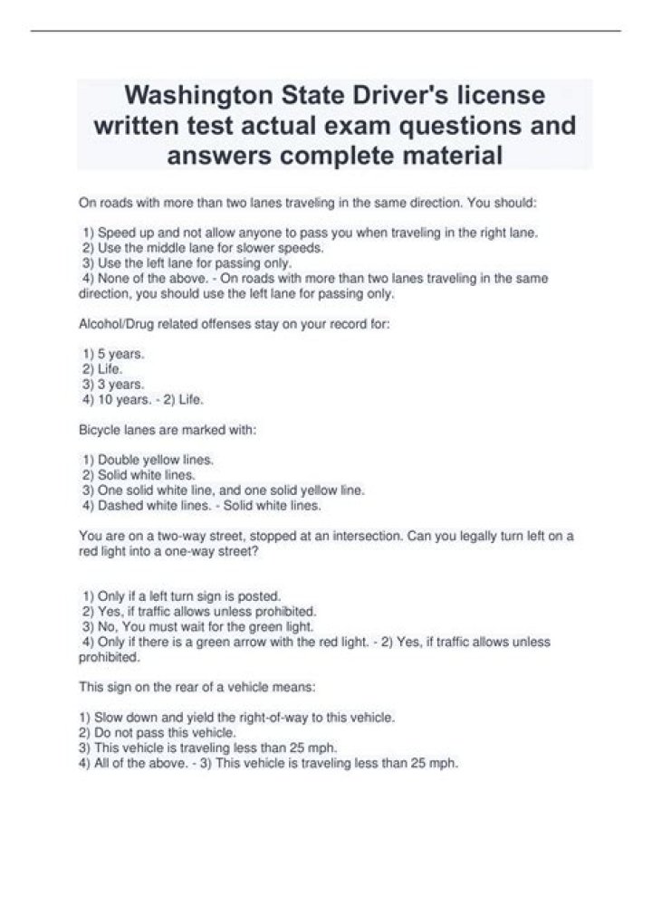 Driving License Written Exam Questions PDF: Practice Tests & Tips