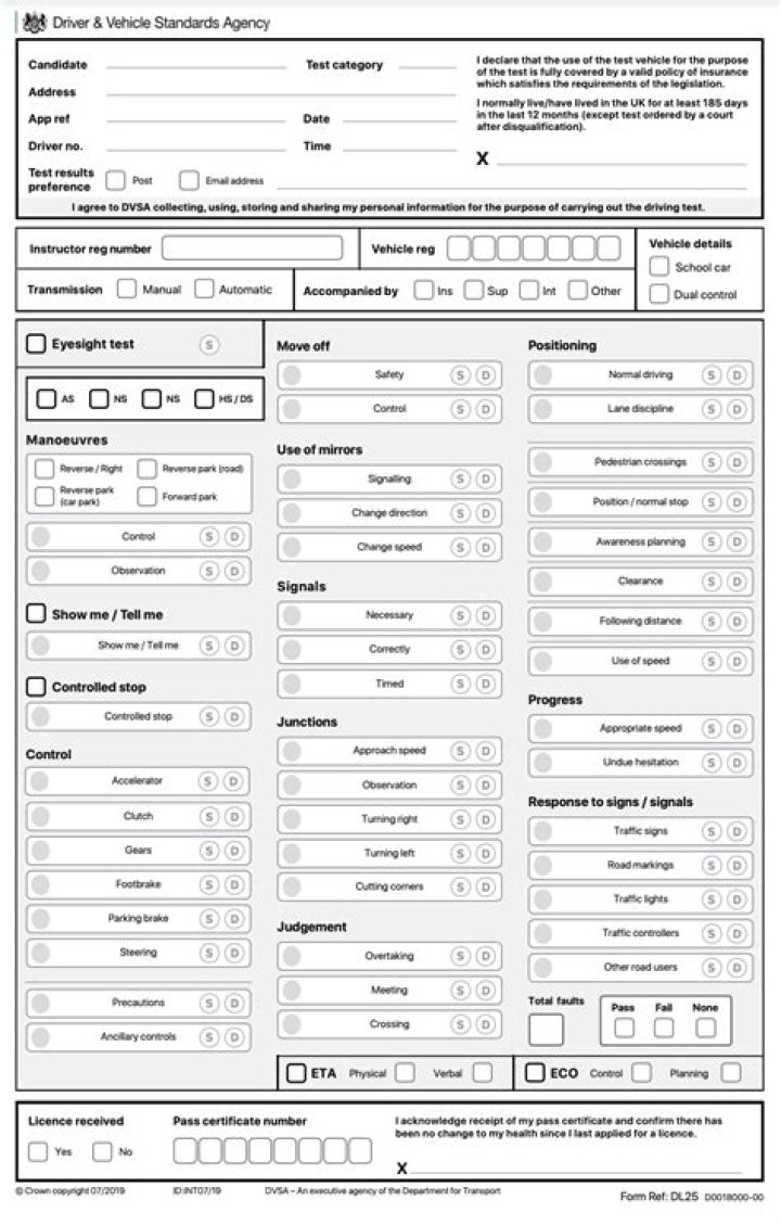 Driving Test Marking Sheet PDF: Download Complete Format