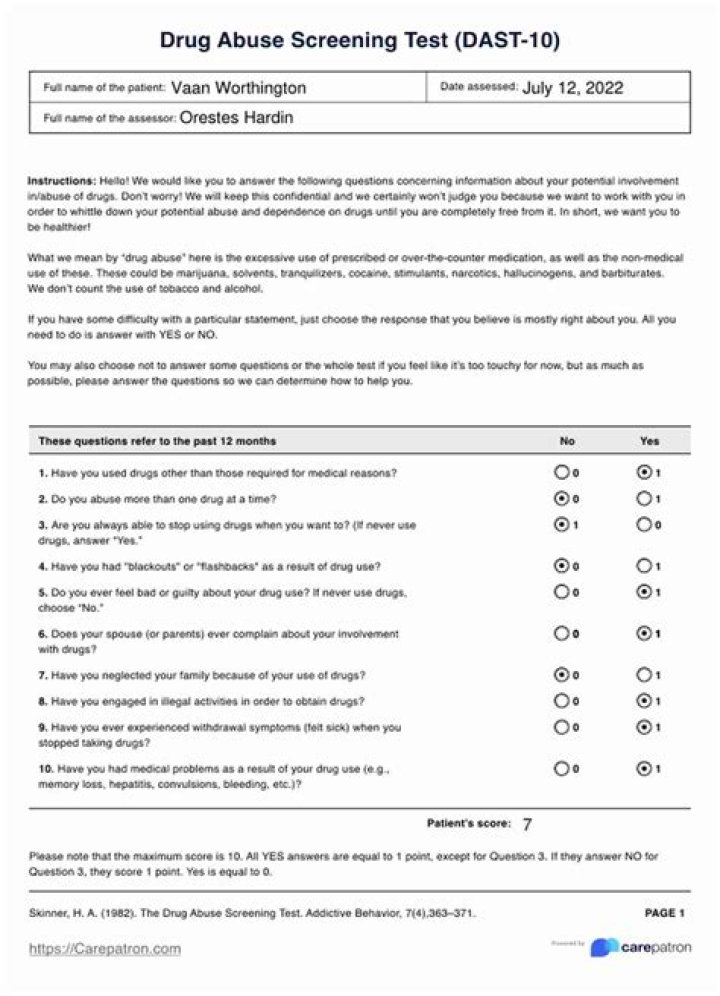Drug Abuse Screening Test DAST 10 PDF: Reliable & Accurate Results