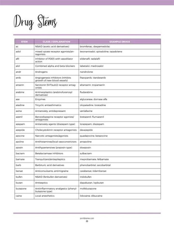 Drug Stem Cheat Sheet PDF – Quick Reference Guide