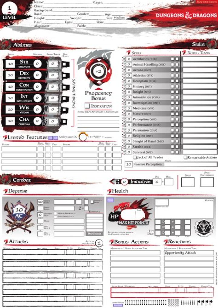 Download Free 3.5 Character Sheet PDF for Dungeons & Dragons