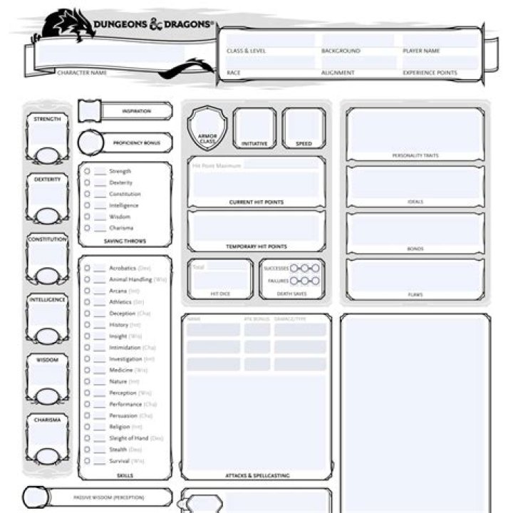 Download Free Dungeons and Dragons 5e Character Sheet PDF