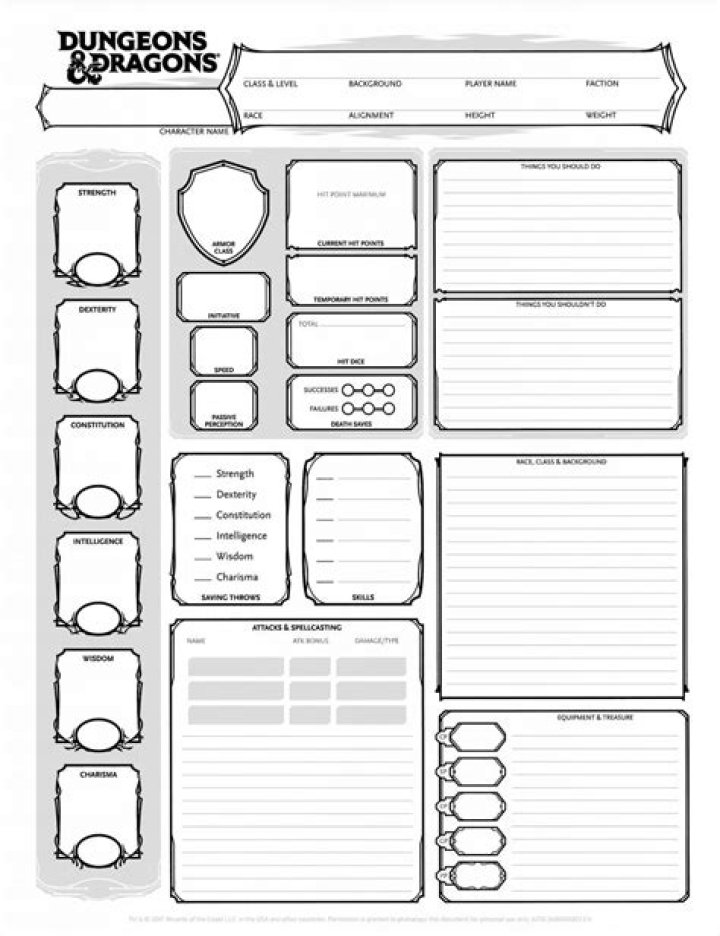 Download Free Dungeons & Dragons Character Sheet PDF