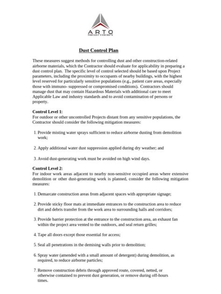 Comprehensive Dust Management Plan PDF for Safe Work Environments