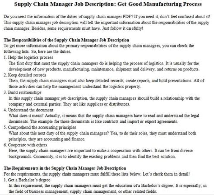 Duties of a Supply Chain Manager PDF: Key Responsibilities & Insights