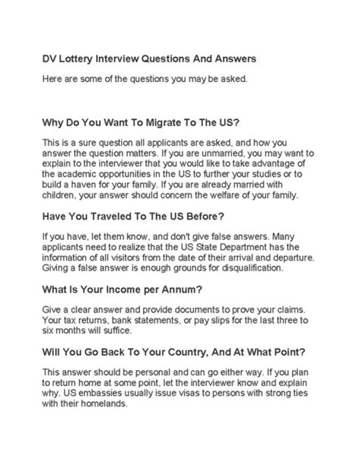 DV Lottery Interview Questions & Answers PDF – Complete Guide