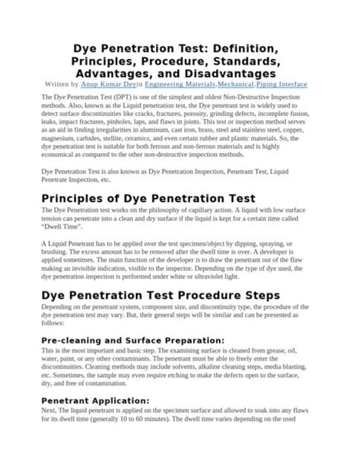 Dye Penetration Test PDF: How to Detect Surface Flaws with Ease
