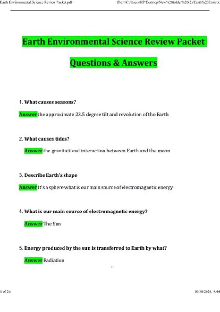 Earth Environmental Science Review Pack Answers PDF – Expert Guide