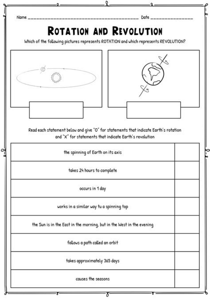 Earth Rotation and Revolution Worksheet PDF: Practice Earth Science Concepts