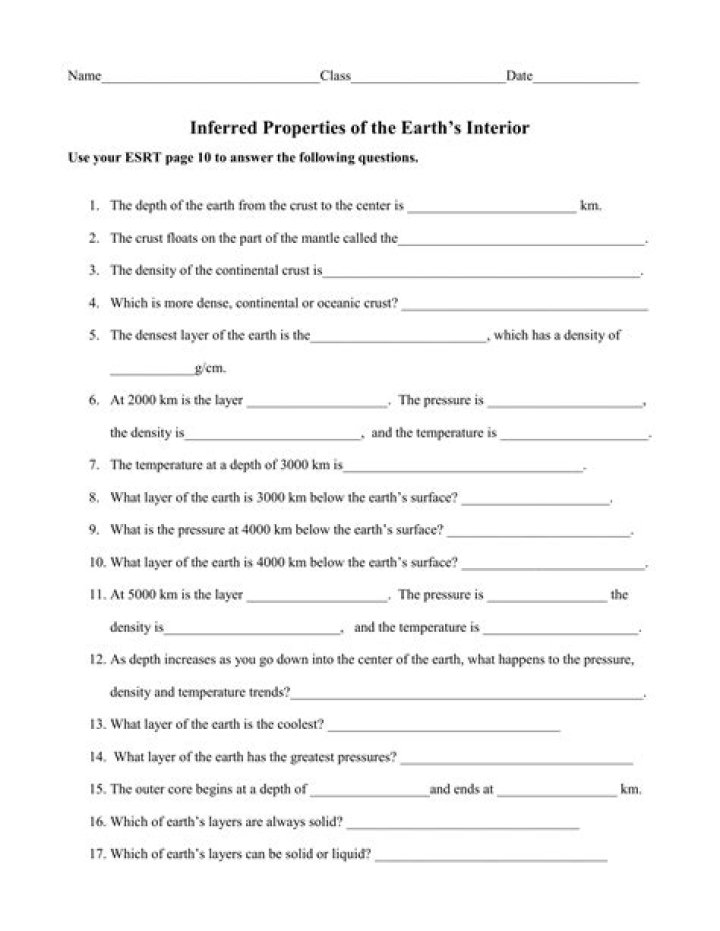 Earth's Interior Worksheet PDF Answers – Download & Master Earth Science