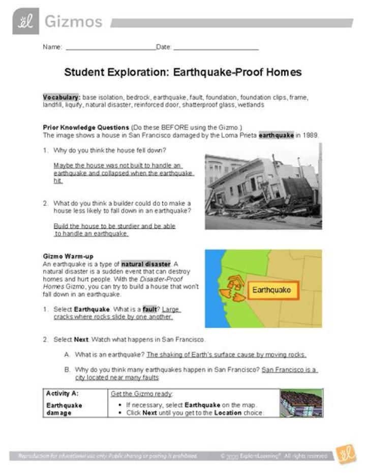 Earthquake-Proof Homes Gizmo Answer Key PDF – Expert Guide