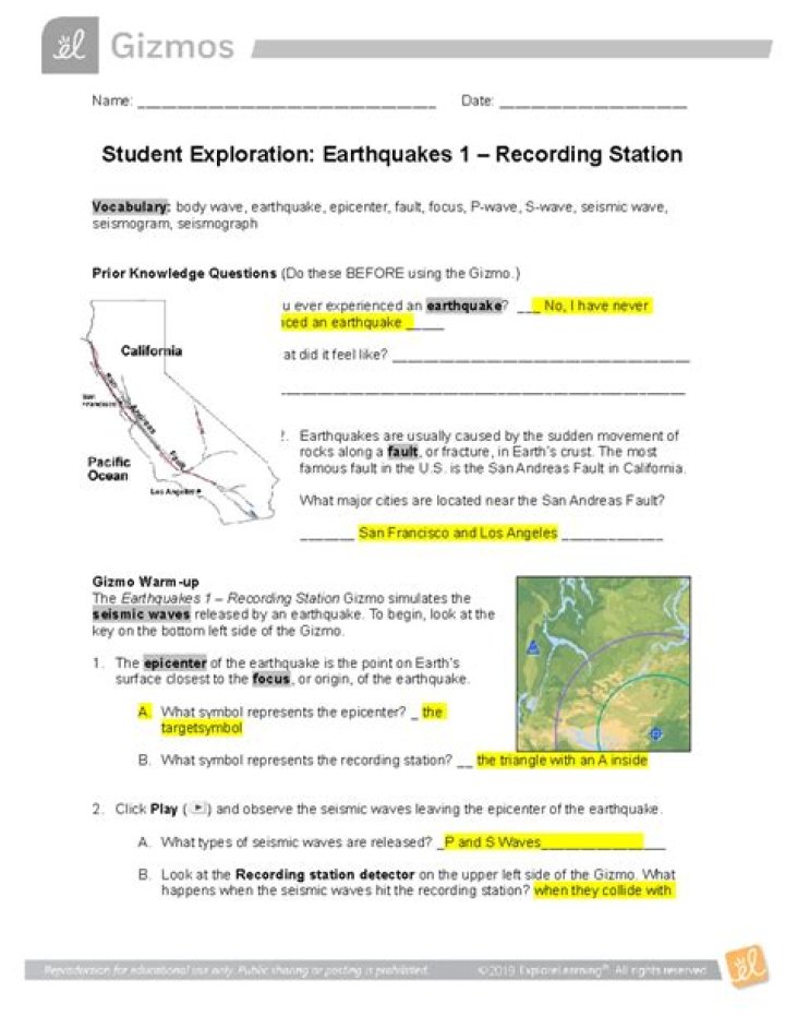 Earthquakes 1 Gizmo Answer Key PDF – Step-by-Step Guide