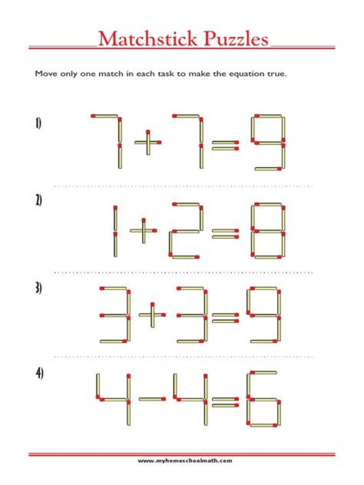 Easy Matchstick Puzzles with Answers PDF – Solve Fun Brain Games