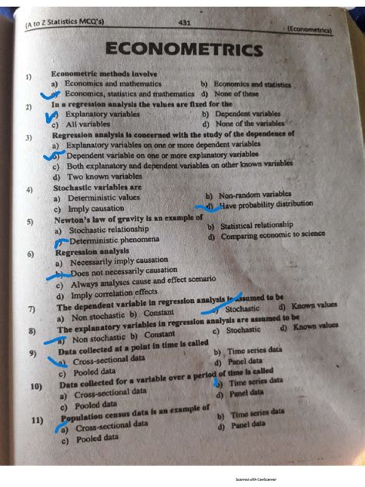 Econometrics MCQs with Answers PDF – Master Tests & Solutions