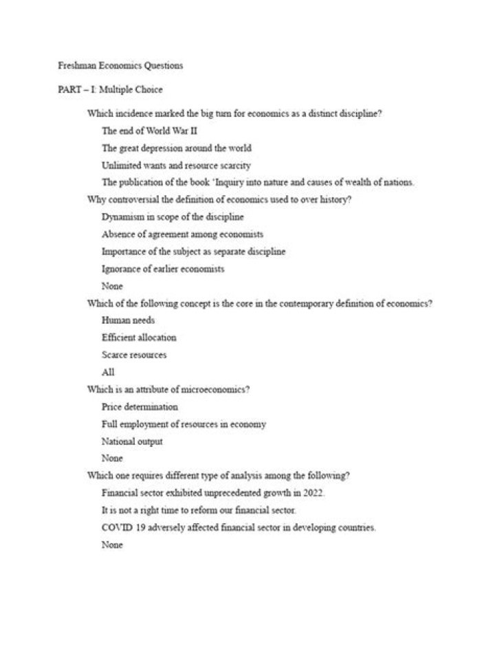 Economics Questions PDF: Master Core Concepts and Practice Problems