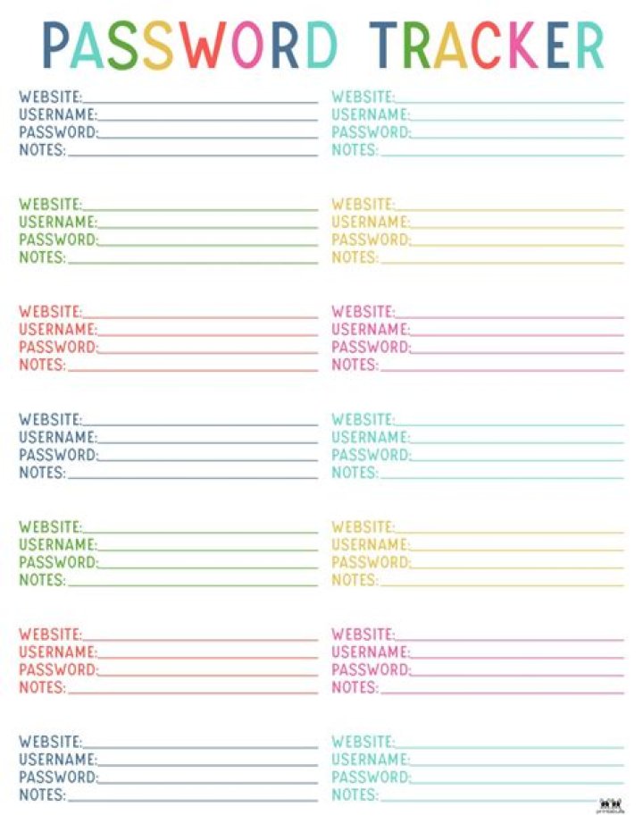 Free Editable Password List Template PDF – Print & Organize Securely
