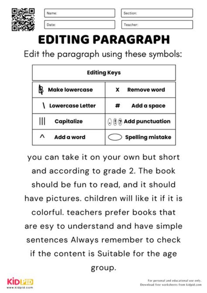 Editing Paragraph Exercises with Answers PDF for Students