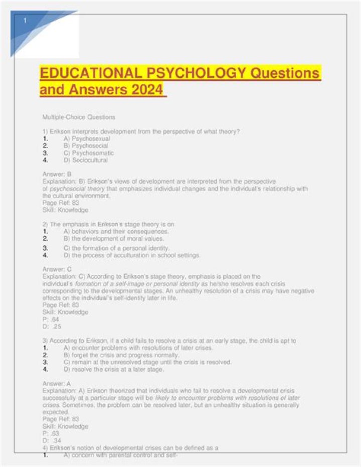 Essential Educational Psychology Questions and Answers PDF