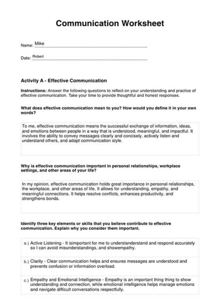 Effective Communication Worksheets PDF – Boost Your Communication Skills