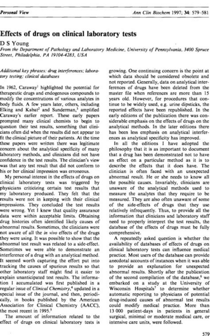 Effects of Drugs on Clinical Laboratory Tests 5th Edition: Key Insights