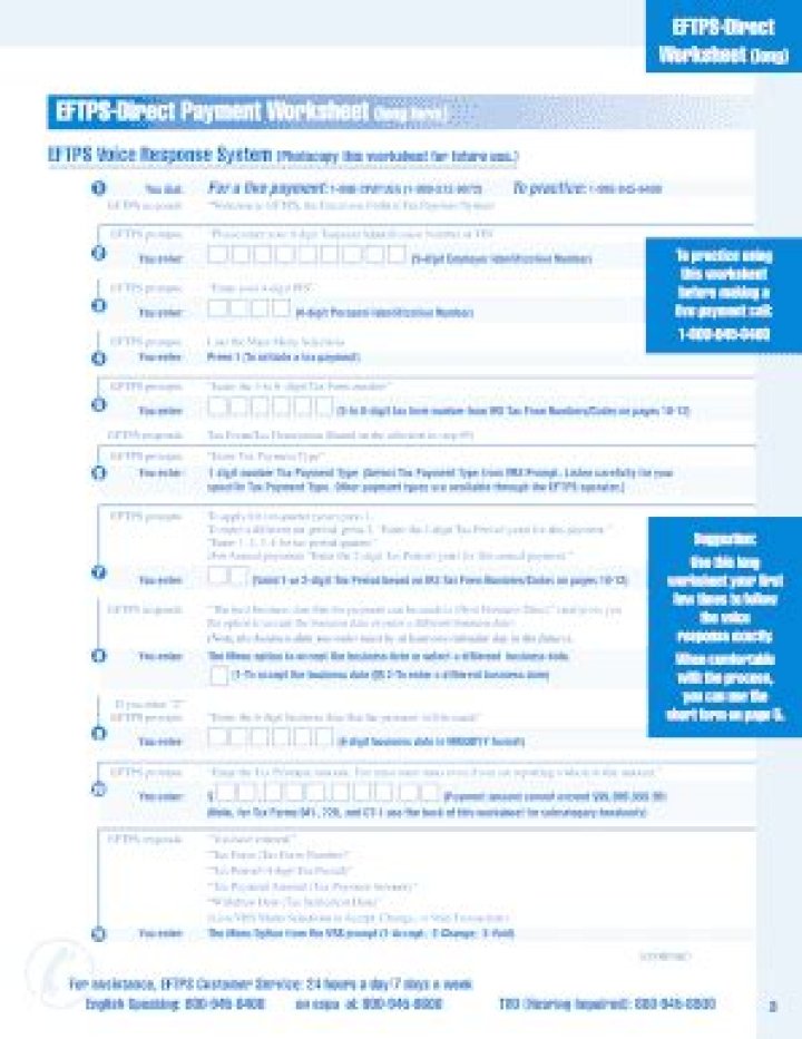 EFTPS Worksheet Short Form PDF – Quick Download & Fill