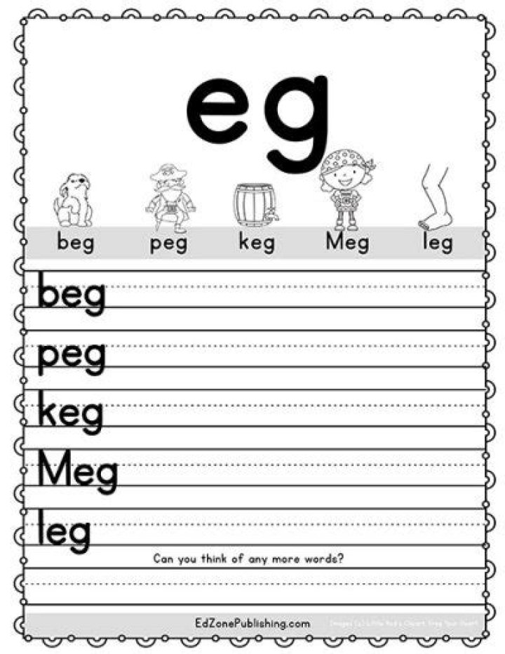 Free Eg Word Family Worksheets PDF – Instant Download