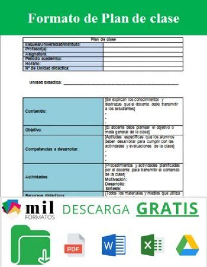 Ejemplo de Plan de Clase Primaria PDF: Descarga Ejemplo Listo para Usar